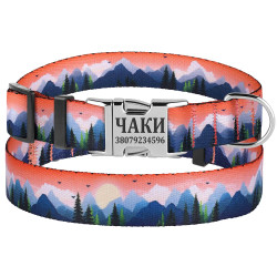 Нашийник для Собак BronzeDog Urban Travel нейлоновий з металевою пряжкою Гори