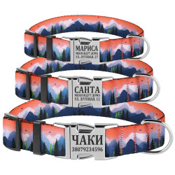 Нашийник для Собак BronzeDog Urban Travel нейлоновий з металевою пряжкою Гори