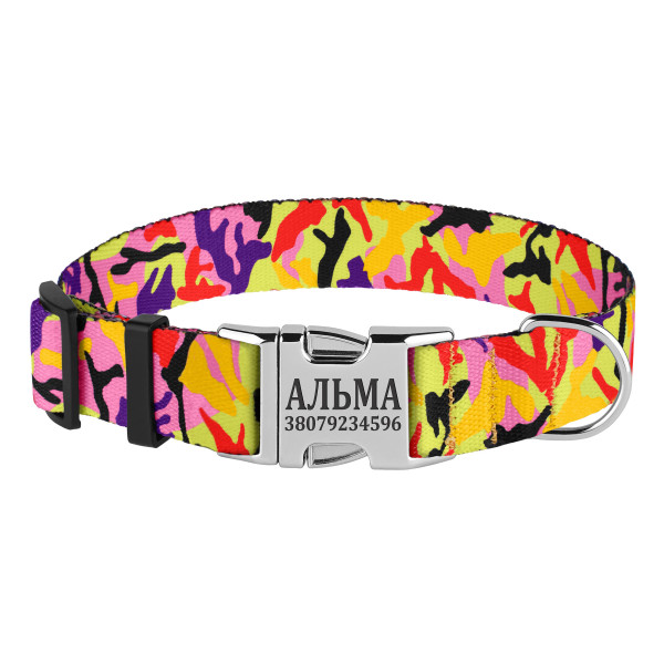 Нашийник для Собак BronzeDog Urban Camo Нейлоновий з Металевою Пряжкою Помаранчевий