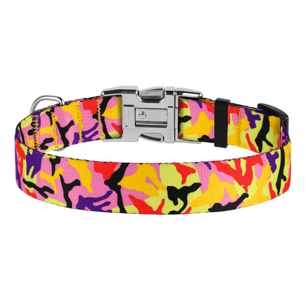 Нашийник для Собак BronzeDog Urban Camo Нейлоновий з Металевою Пряжкою Помаранчевий