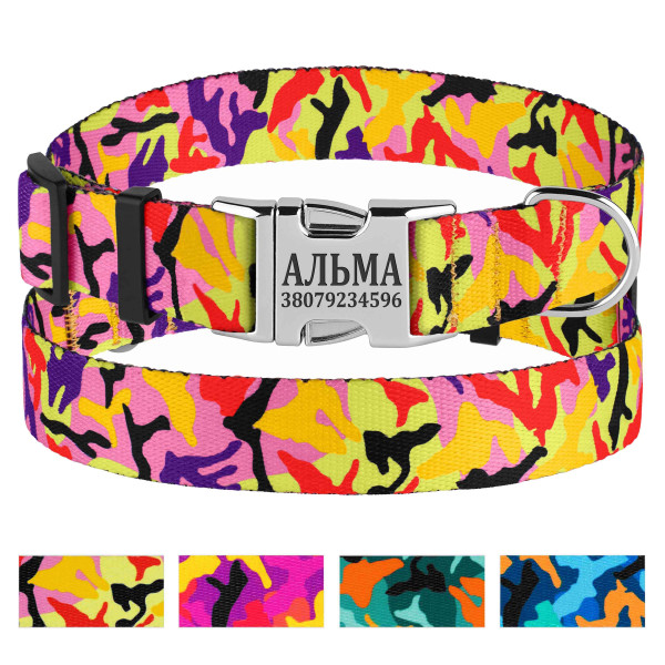 Нашийник для Собак BronzeDog Urban Camo Нейлоновий з Металевою Пряжкою Помаранчевий