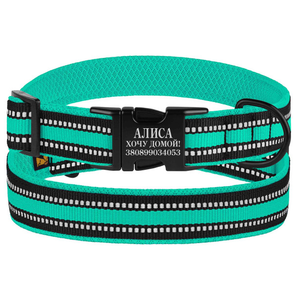 Нашийник для Собак BronzeDog Mesh з Металевою Пряжкою Ментоловий