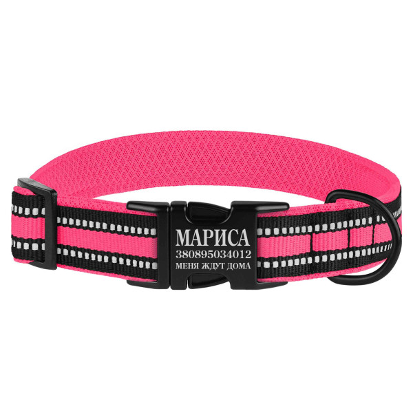 Нашийник для Собак BronzeDog Mesh з Металевою Пряжкою Рожевий