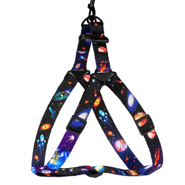 Шлея для собак BronzeDog Urban Cosmos нейлонова Чорна