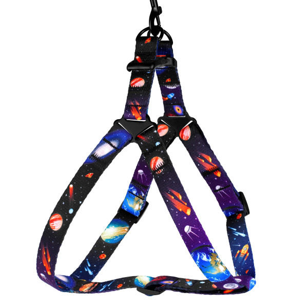 Шлея для собак BronzeDog Urban Cosmos нейлонова Чорна