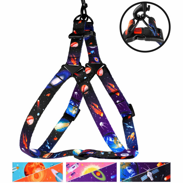 Шлея для собак BronzeDog Urban Cosmos нейлонова Чорна