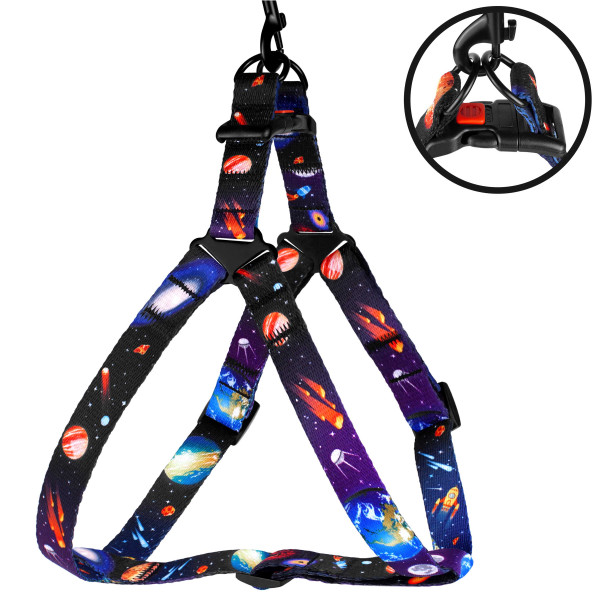 Шлея для собак BronzeDog Urban Cosmos нейлонова Чорна