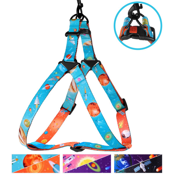 Шлея для собак BronzeDog Urban Cosmos нейлонова Блакитна
