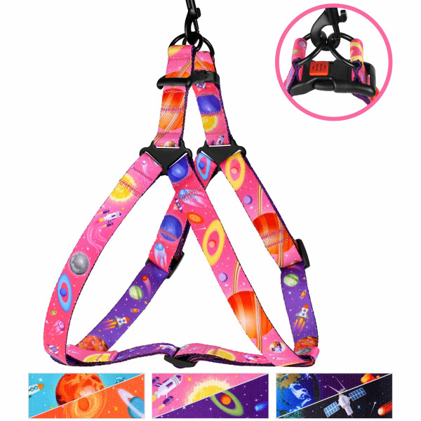 Шлея для собак BronzeDog Urban Cosmos нейлонова Рожева