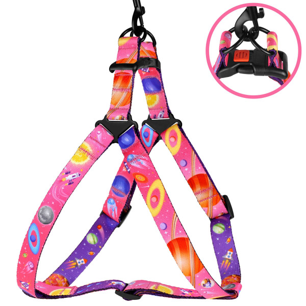 Шлея для собак BronzeDog Urban Cosmos нейлонова Рожева