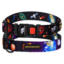 Нашийник для Собак BronzeDog Urban Cosmos нейлоновий з пластиковою пряжкою Чорний