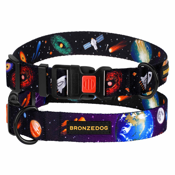Нашийник для Собак BronzeDog Urban Cosmos нейлоновий з пластиковою пряжкою Чорний