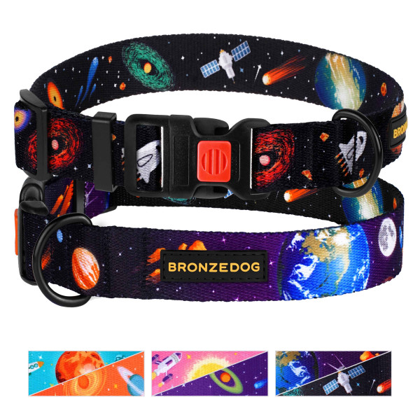 Нашийник для Собак BronzeDog Urban Cosmos нейлоновий з пластиковою пряжкою Чорний