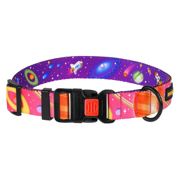 Нашийник для Собак BronzeDog Urban Cosmos нейлоновий з пластиковою пряжкою Рожевий