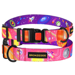 Нашийник для Собак BronzeDog Urban Cosmos нейлоновий з пластиковою пряжкою Рожевий