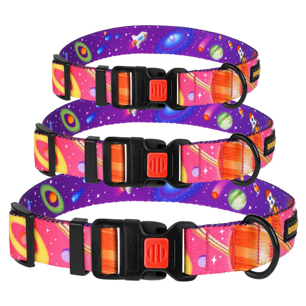 Нашийник для Собак BronzeDog Urban Cosmos нейлоновий з пластиковою пряжкою Рожевий