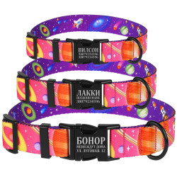 Нашийник для Собак BronzeDog Urban Cosmos нейлоновий з металевою пряжкою Рожевий