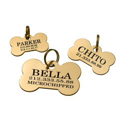 Адресник для Собак BronzeDog Позолота Кісточка