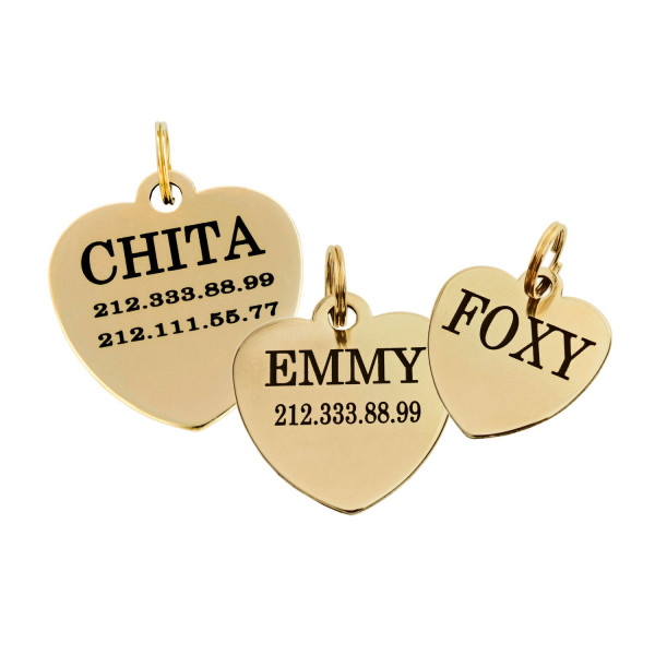 Адресник для Собак BronzeDog Позолота Серце