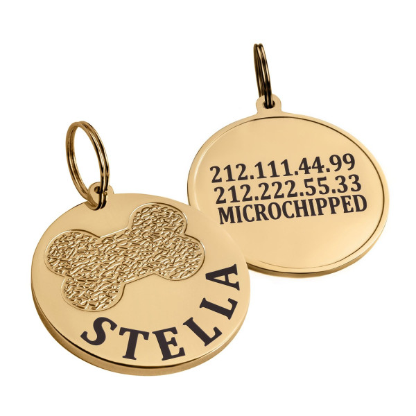 Адресник для Собак BronzeDog з Латуні з Позолотою Кісточка