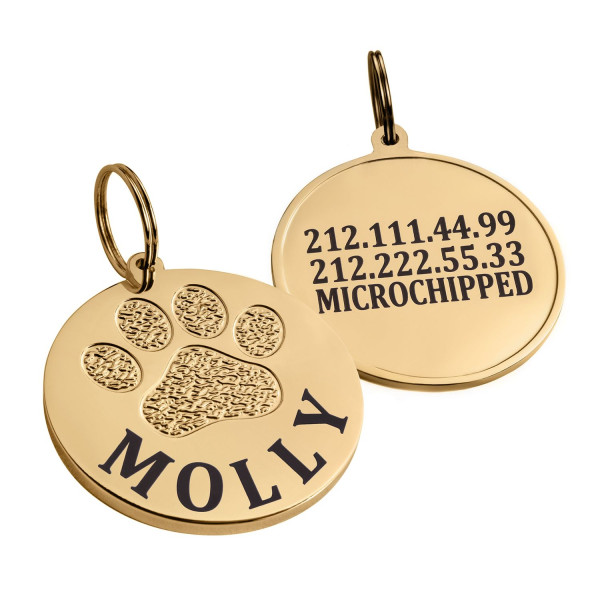 Адресник для Собак BronzeDog з Латуні з Позолотою Лапка