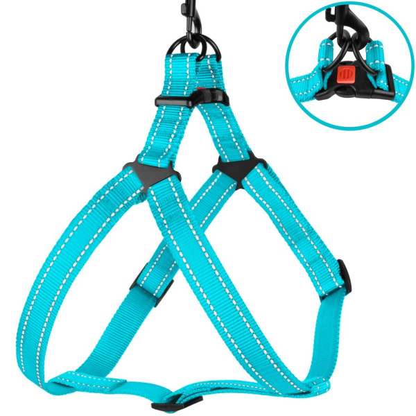 Шлея для Собак BronzeDog Active Нейлонова зі Світловідбиттям Блакитна