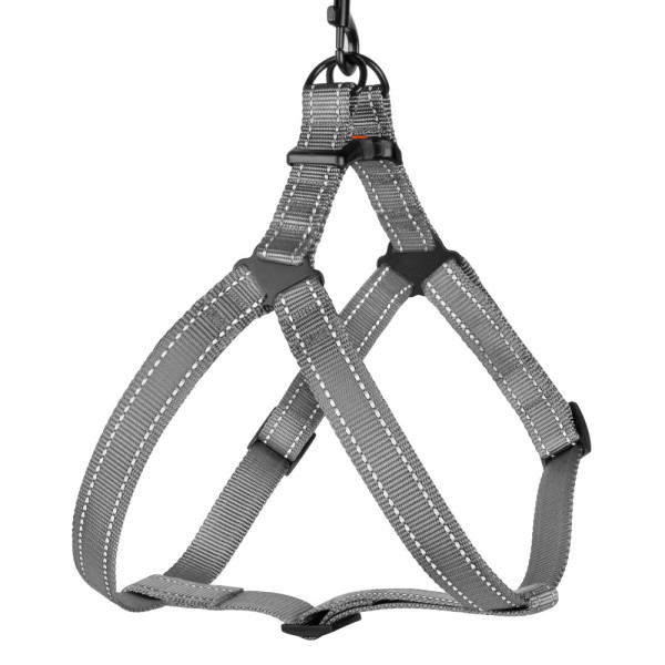 Шлея для Собак BronzeDog Active Нейлонова зі Світловідбиттям Сіра
