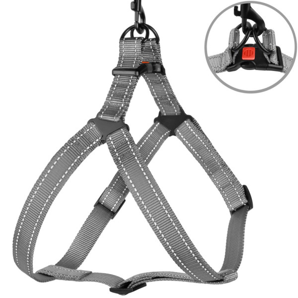 Шлея для Собак BronzeDog Active Нейлонова зі Світловідбиттям Сіра