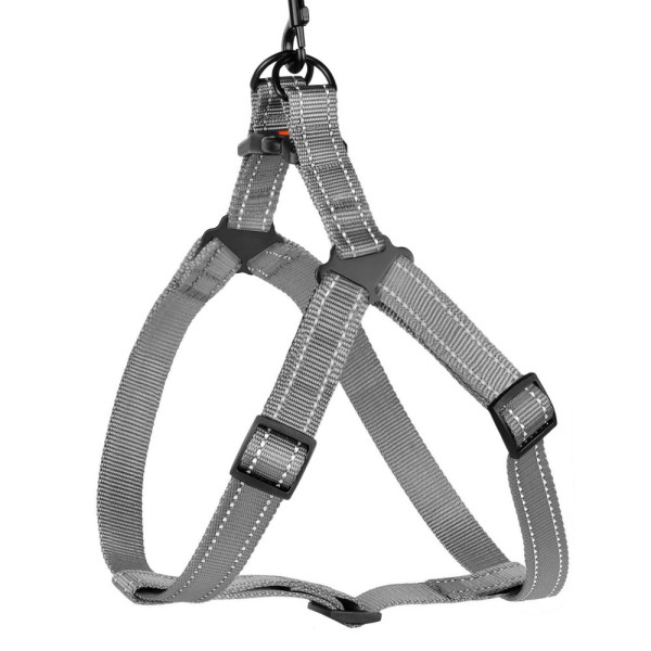 Шлея для Собак BronzeDog Active Нейлонова зі Світловідбиттям Сіра