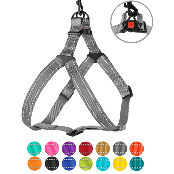 Шлея для Собак BronzeDog Active Нейлонова зі Світловідбиттям Сіра