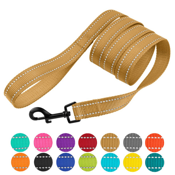 Повідець для Собак Bronzedog Active Нейлоновий зі Світловідбиттям Золотистий