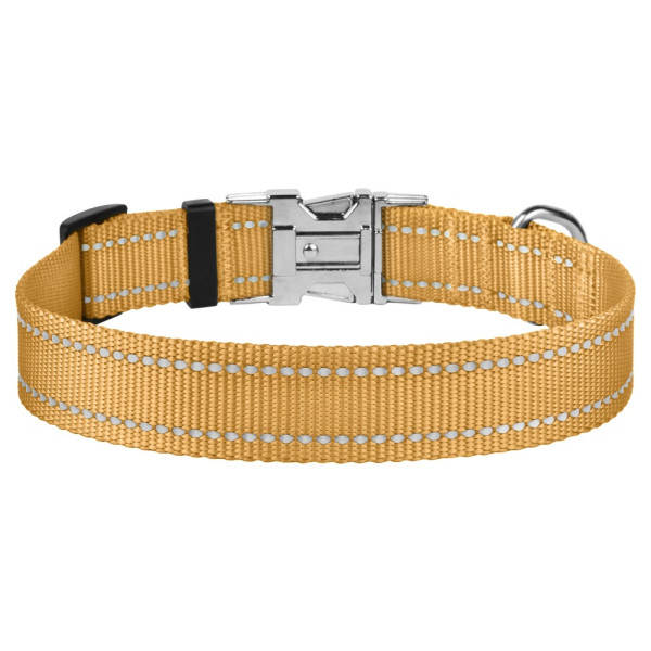 Нашийник для Собак BronzeDog Active Нейлоновий зі Світловідбиттям та Металевою Пряжкою Золотистий