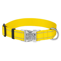 Нашийник для Собак BronzeDog Active Нейлоновий зі Світловідбиттям та Металевою Пряжкою Жовтий