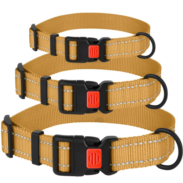 Нашийник для Собак BronzeDog Active Нейлоновий зі Світловідбиттям та Пластиковою Пряжкою Золотистий