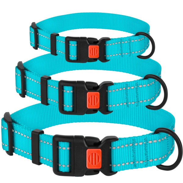 Нашийник для Собак BronzeDog Active Нейлоновий зі Світловідбиттям та Пластиковою Пряжкою Блакитний