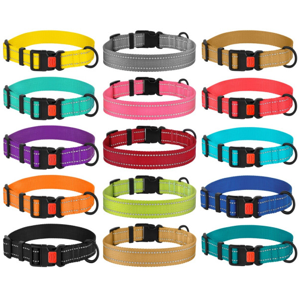 Нашийник для Собак BronzeDog Active Нейлоновий зі Світловідбиттям та Пластиковою Пряжкою Жовтий