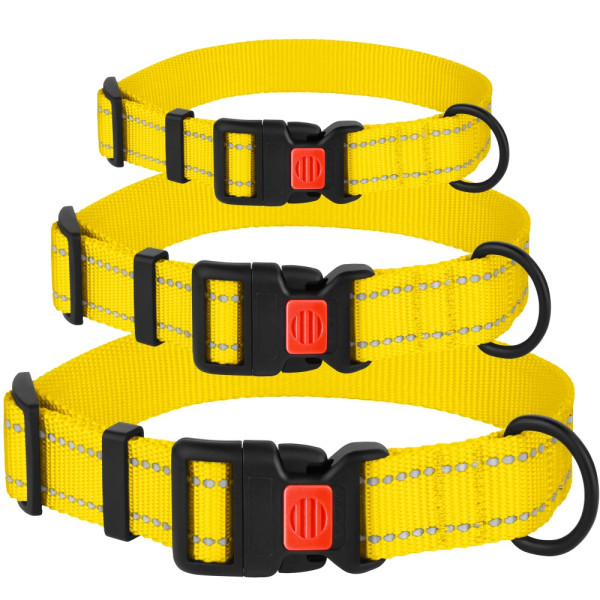 Нашийник для Собак BronzeDog Active Нейлоновий зі Світловідбиттям та Пластиковою Пряжкою Жовтий