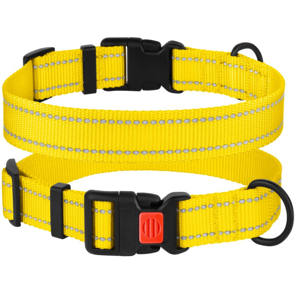 Нашийник для Собак BronzeDog Active Нейлоновий зі Світловідбиттям та Пластиковою Пряжкою Жовтий