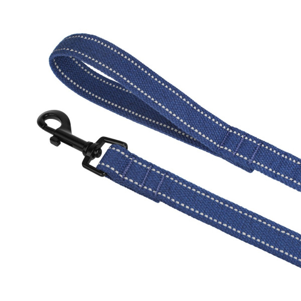 Повідець для собак Barksi Сotton рефлекторний бавовняний брезент Стандарт Синій