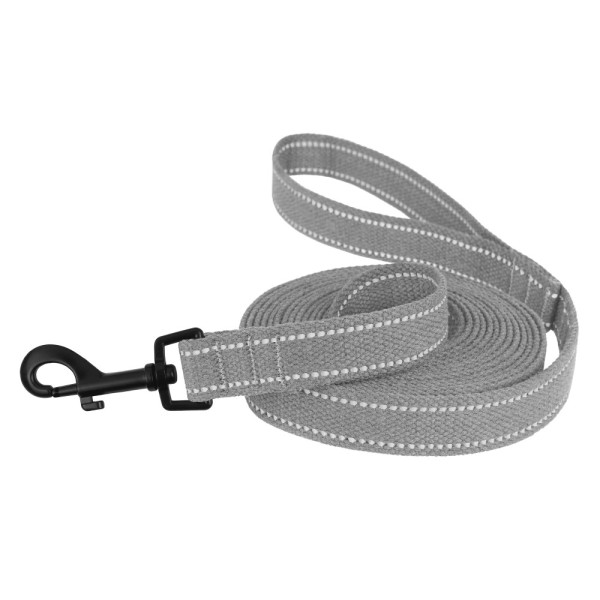 Повідець для собак Barksi Сotton рефлекторний бавовняний брезент Стандарт Сірий