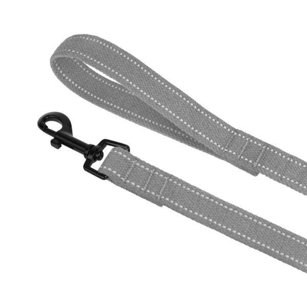 Повідець для собак Barksi Сotton рефлекторний бавовняний брезент Стандарт Сірий