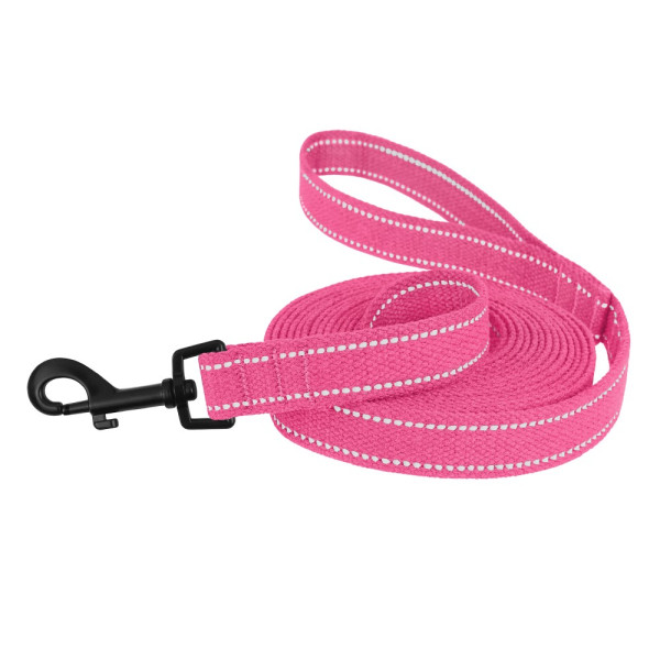 Повідець для собак Barksi Сotton рефлекторний бавовняний брезент Стандарт Рожевий