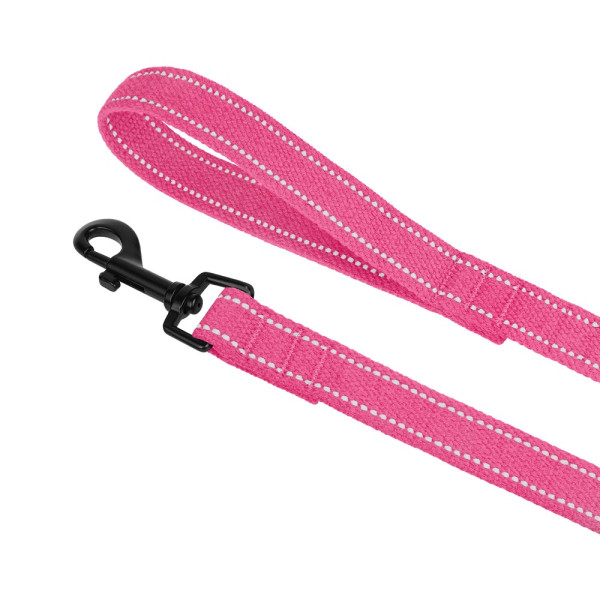 Повідець для собак Barksi Сotton рефлекторний бавовняний брезент Стандарт Рожевий