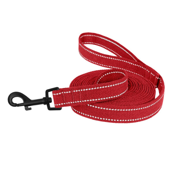 Повідець для собак Barksi Сotton рефлекторний бавовняний брезент Стандарт Червоний