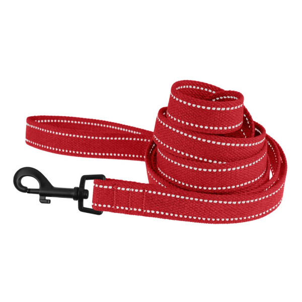 Повідець для собак Barksi Сotton рефлекторний бавовняний брезент Стандарт Червоний