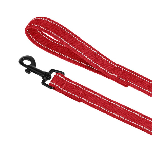 Повідець для собак Barksi Сotton рефлекторний бавовняний брезент Стандарт Червоний