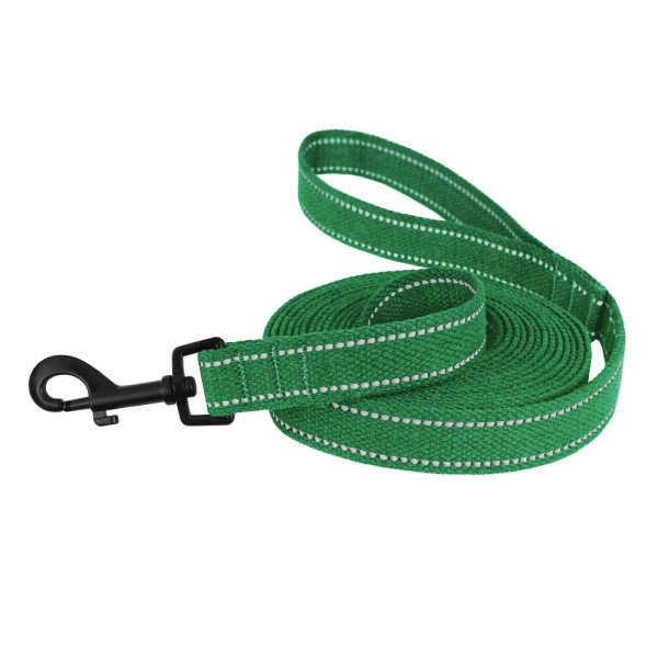 Повідець для собак Barksi Сotton рефлекторний бавовняний брезент Стандарт Смарагдовий