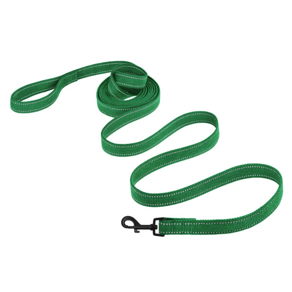 Повідець для собак Barksi Сotton рефлекторний бавовняний брезент Стандарт Смарагдовий