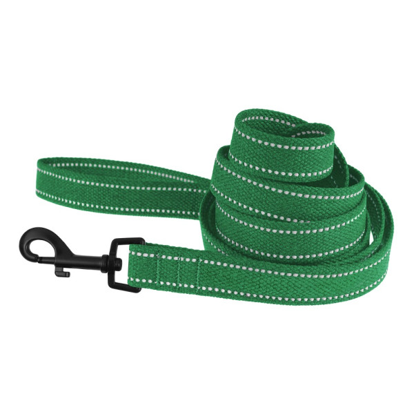 Повідець для собак Barksi Сotton рефлекторний бавовняний брезент Стандарт Смарагдовий