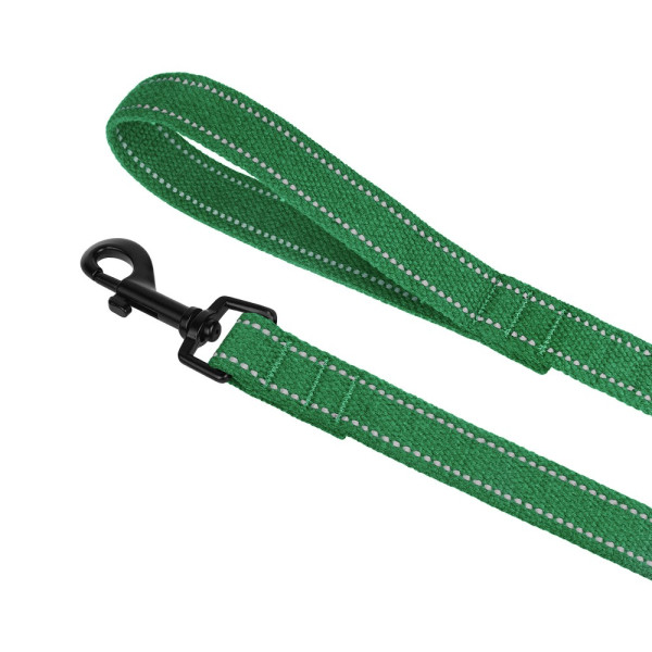 Повідець для собак Barksi Сotton рефлекторний бавовняний брезент Стандарт Смарагдовий